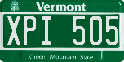 VT license plate XPI505