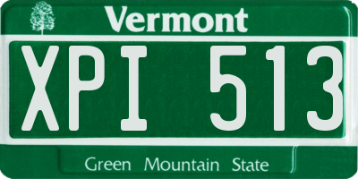 VT license plate XPI513