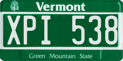 VT license plate XPI538
