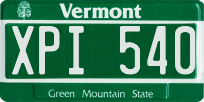 VT license plate XPI540