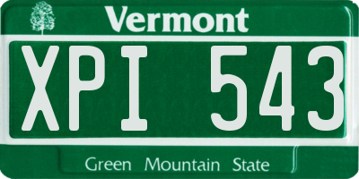 VT license plate XPI543