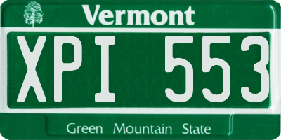VT license plate XPI553