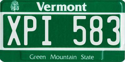 VT license plate XPI583