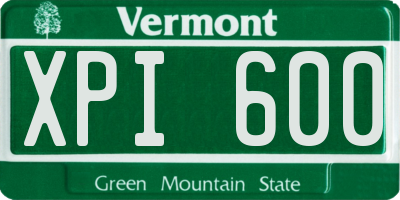 VT license plate XPI600