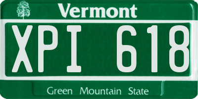 VT license plate XPI618