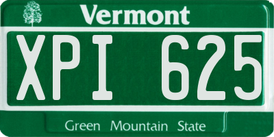 VT license plate XPI625