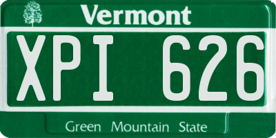 VT license plate XPI626