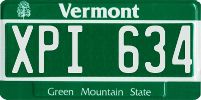 VT license plate XPI634