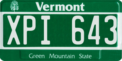 VT license plate XPI643