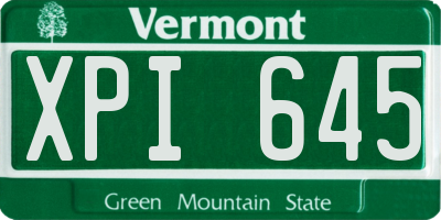 VT license plate XPI645