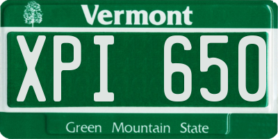 VT license plate XPI650