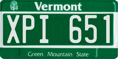 VT license plate XPI651