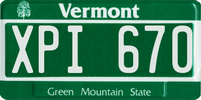 VT license plate XPI670