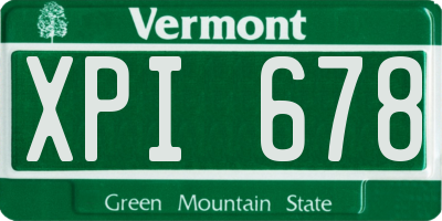 VT license plate XPI678