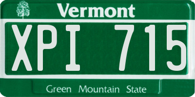VT license plate XPI715