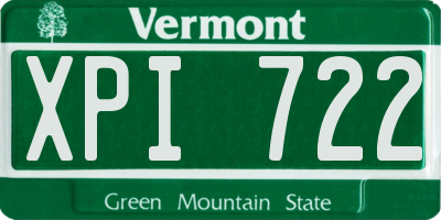 VT license plate XPI722