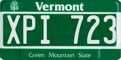 VT license plate XPI723