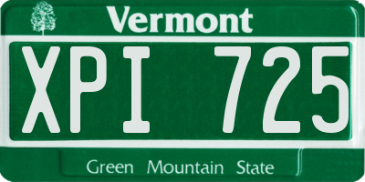 VT license plate XPI725