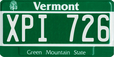 VT license plate XPI726