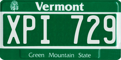 VT license plate XPI729