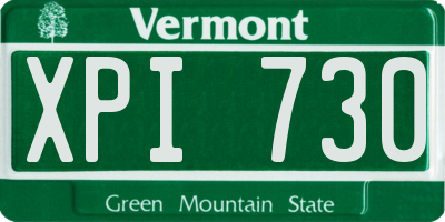 VT license plate XPI730