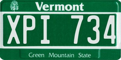 VT license plate XPI734