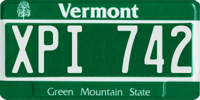 VT license plate XPI742