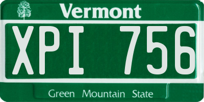 VT license plate XPI756