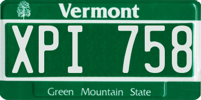 VT license plate XPI758