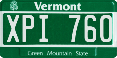VT license plate XPI760