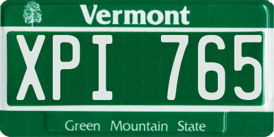 VT license plate XPI765