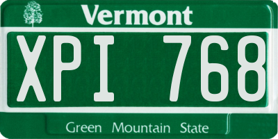 VT license plate XPI768