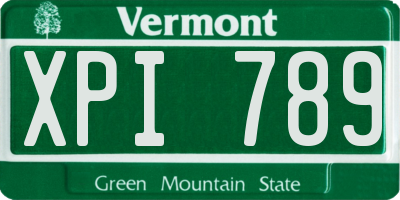 VT license plate XPI789