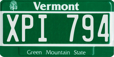 VT license plate XPI794