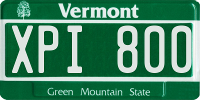 VT license plate XPI800
