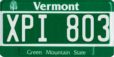 VT license plate XPI803