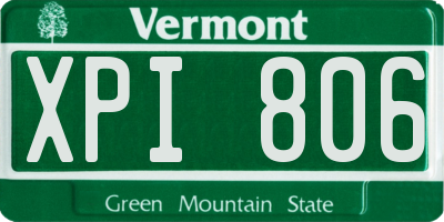 VT license plate XPI806