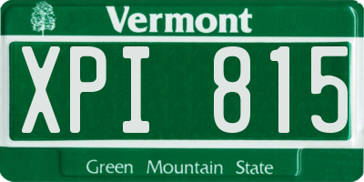 VT license plate XPI815