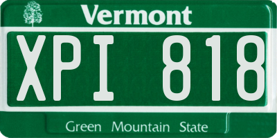 VT license plate XPI818