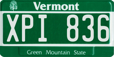 VT license plate XPI836
