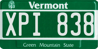 VT license plate XPI838