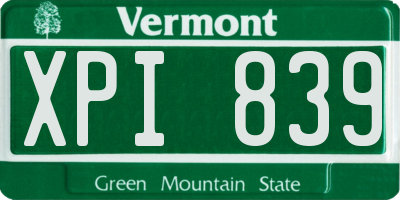 VT license plate XPI839
