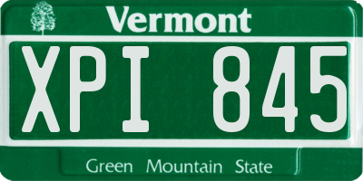 VT license plate XPI845