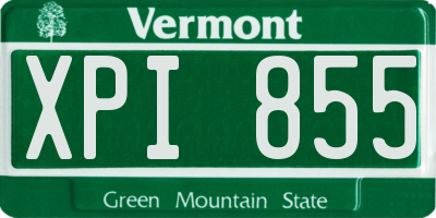 VT license plate XPI855
