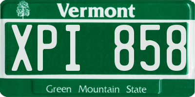 VT license plate XPI858