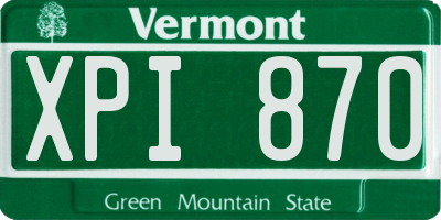 VT license plate XPI870