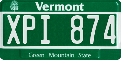 VT license plate XPI874