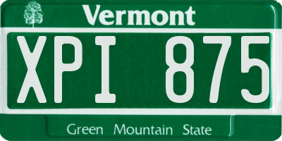 VT license plate XPI875