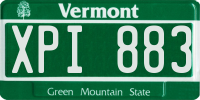 VT license plate XPI883
