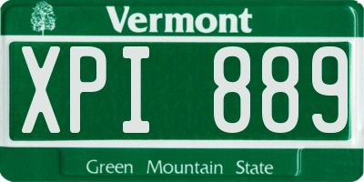 VT license plate XPI889